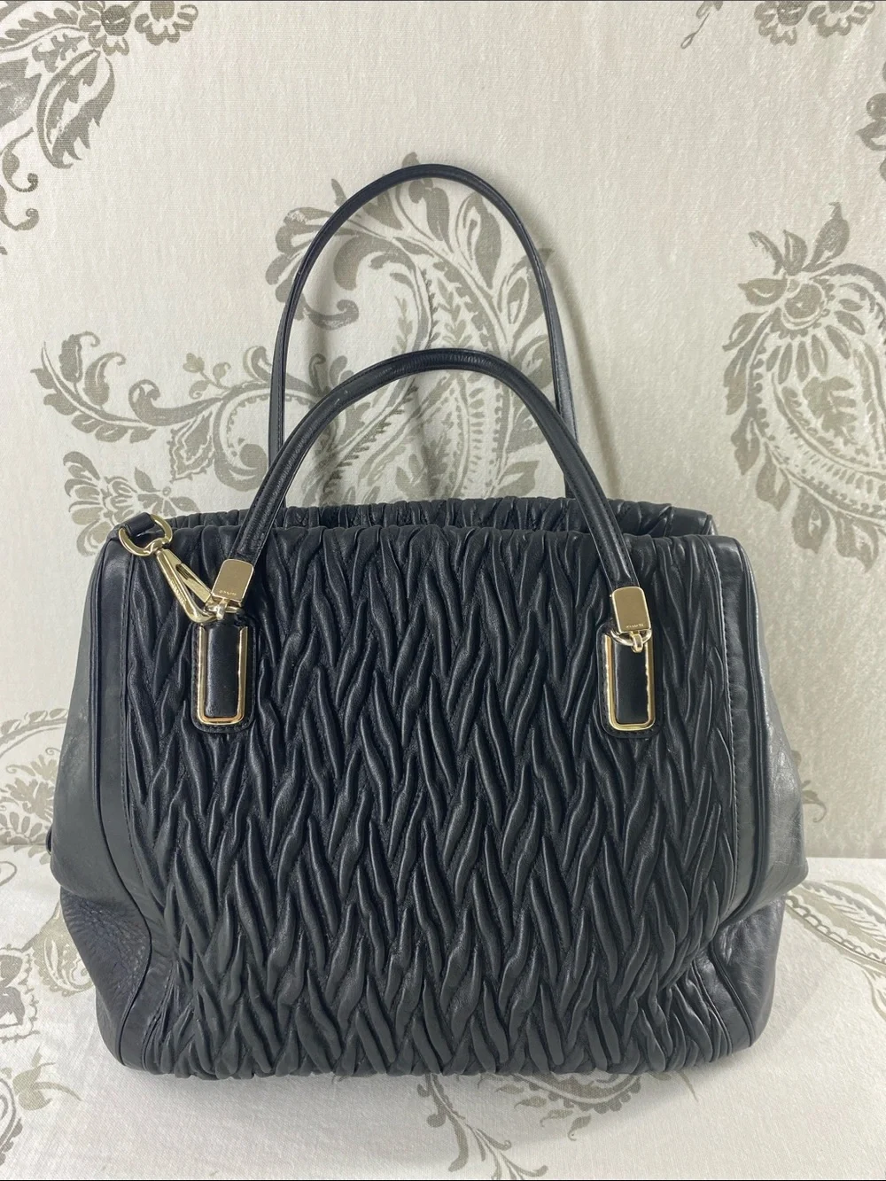 Coach Madison Gathered Twist Leather Satchel